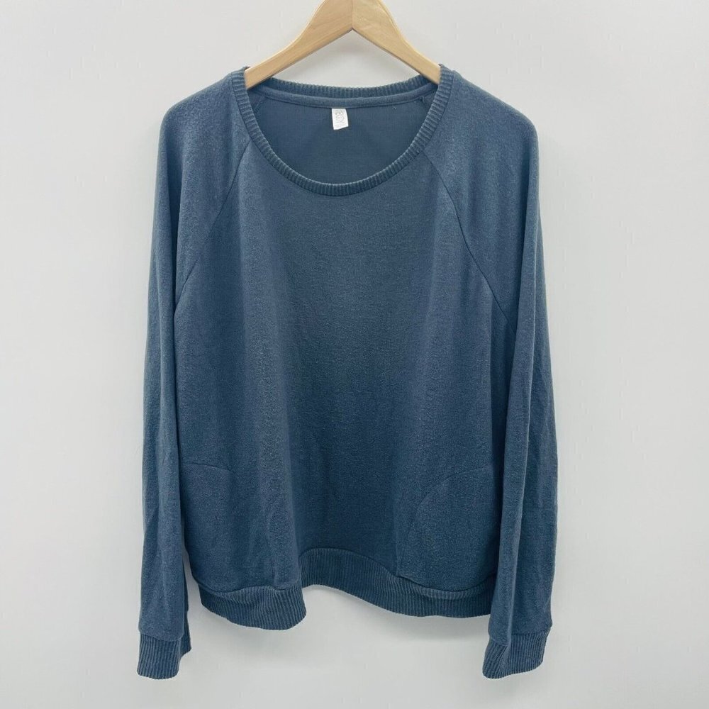 Cotton On‎ Body Womens Size XL Brushed Fleece Crew Neck Pullover Shirt Blue 1256